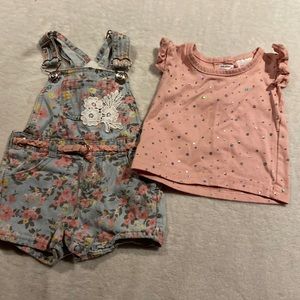 3/25$ Little Lass overall shorts and sparkly top Matching set Size 12 mos months